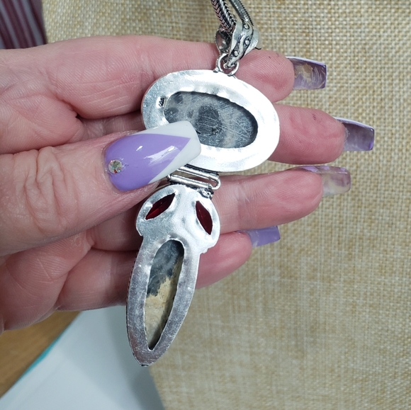 Garnet necklace, jasper necklace, 925 silver jasper garnet pendant necklace - Picture 11 of 13